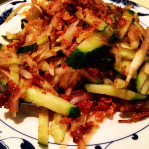 Raw papaya and cucumber salad